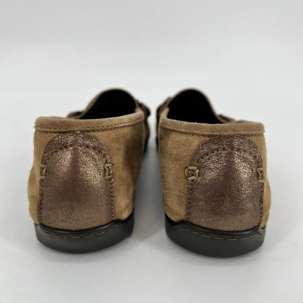 AGL Attilio Giusti Leombruni Loafer Moccasin Women 39 US 8-8.5 Tan Suede Leather